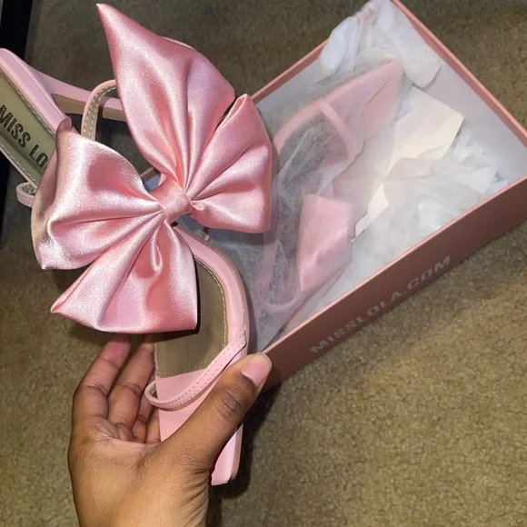 Miss Lola Blush Pink Strappy Heels - Picture 3 of 4